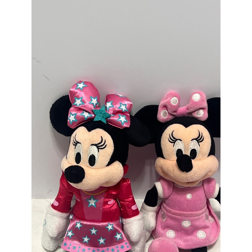 Disney Minnie Mouse Plush Set 10 Inch Pink Star and Polka Dot Dress 2 Pack
